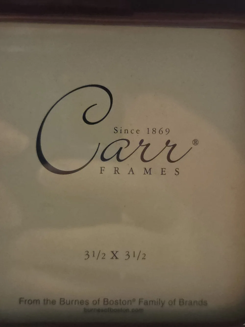 Vintage Carr Porcelain Picture Frame, Metal Ribbon Accent, 3.5x3.5